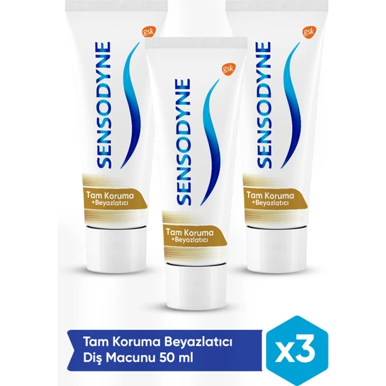 Sensodyne Tam Koruma Beyazlatıcı Diş Macunu 50 ml x 3 Adet