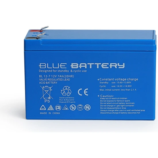 Blue Battery 12 Volt 7 Amper Bakımsız Kuru Akü , Ups Aküsü