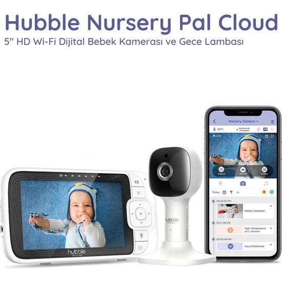 Hubble Nursery Pal Cloud 5 Hd Wi-Fi Dijital Bebek Kamerası + Gece Lambası