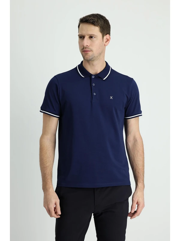 Kiğılı Polo Yaka Slim Fit Nakışlı Süprem Tişört