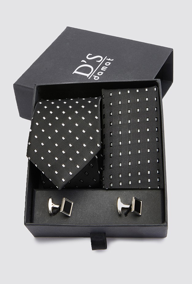D'S Damat Standart Kravat Mendil Kol Düğmesi Kravat-mendil Set 0HF1145SET07