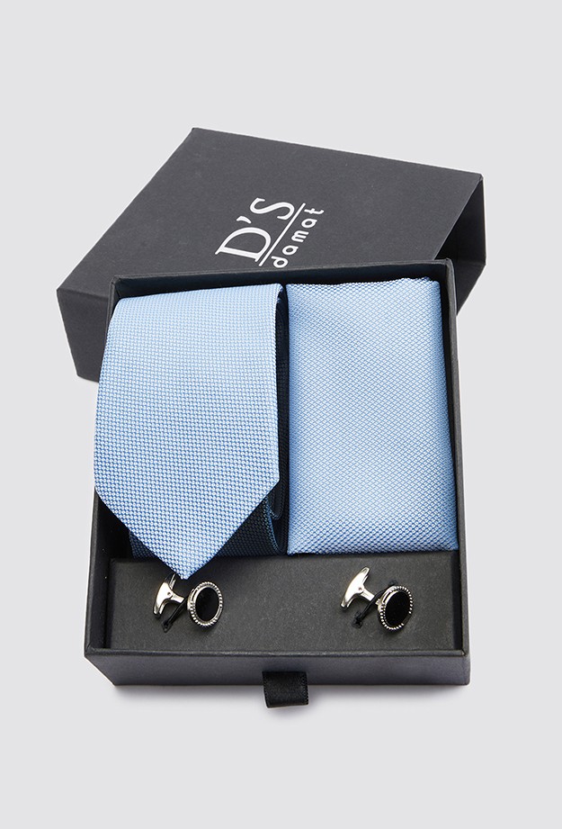 D'S Damat Standart Kravat Mendil Kol Düğmesi Kravat-mendil Set 0HF1145SET10