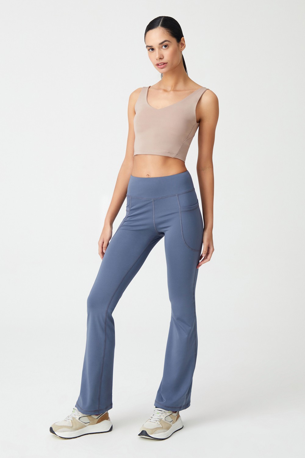 Los Ojos Kadın Siyah Yüksek Bel Toparlayıcı Çift Cepli Ispanyol Paça Tayt Bootcut