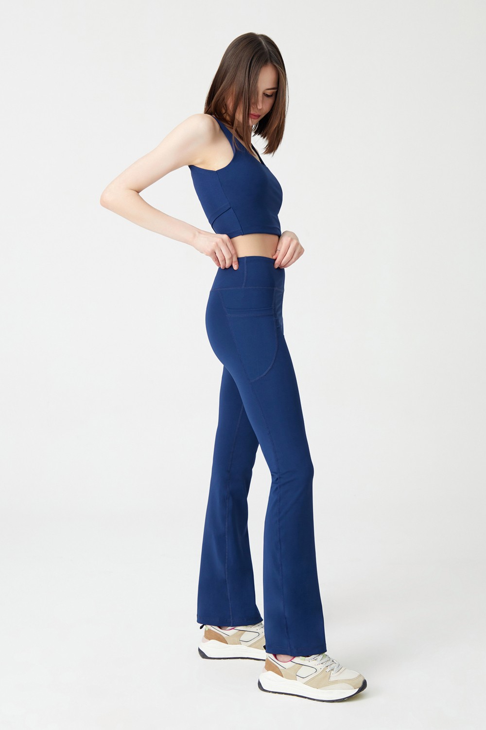 Los Ojos Kadın Siyah Yüksek Bel Toparlayıcı Çift Cepli Ispanyol Paça Tayt Bootcut