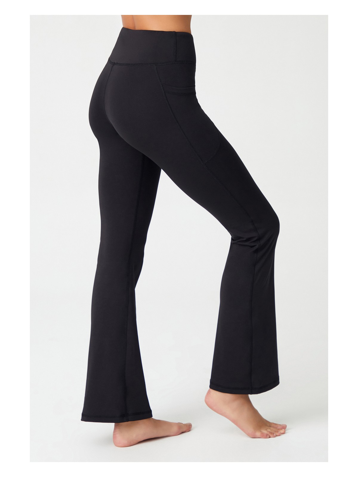 Los Ojos Kadın Siyah Yüksek Bel Toparlayıcı Çift Cepli Ispanyol Paça Tayt Bootcut - Görsel 2