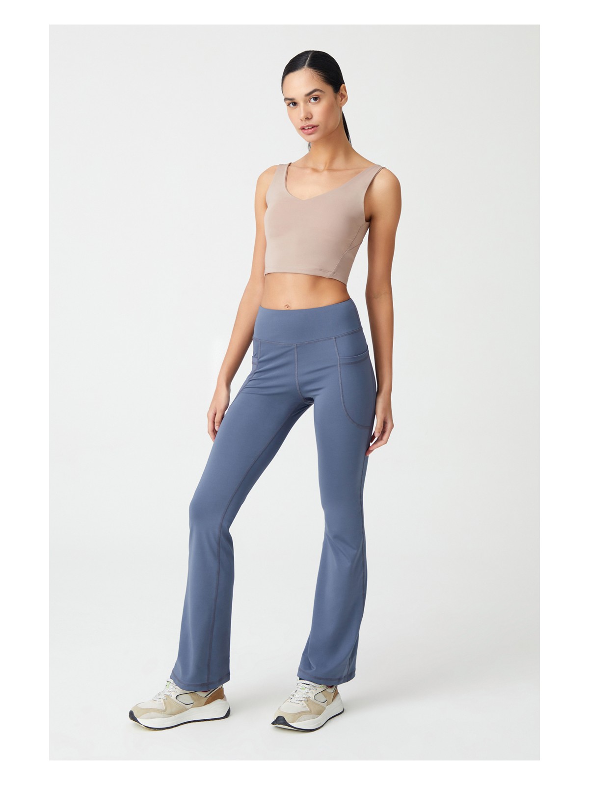 Los Ojos Kadın Antrasit Yüksek Bel Toparlayıcı Çift Cepli Ispanyol Paça Tayt Bootcut