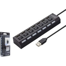 7 Port USB Hub 2.0 Çoklayıcı Anahtarlı Işıklı Çoğaltıcı Switch