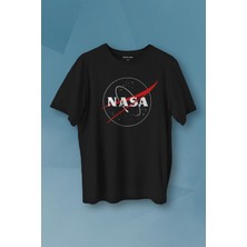 Kendim Seçtim Nasa Logosu Siyah Kırmızı Uzay Cosmos Baskılı Tişört Unisex T-Shirt10