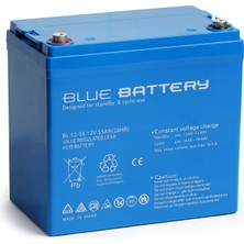 Blue Battery 12 Volt 55 Ah Bakımsız Kuru Akü , Ups Aküsü