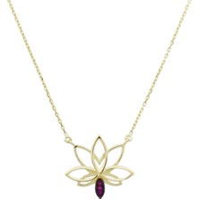 İryum Yakut Lotus Çiçeği Kolye