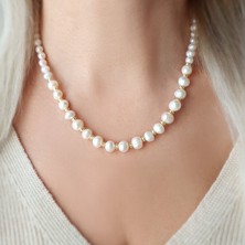 Vaoov Hematit Taşlı Gümüş Doğal Inci Kolye