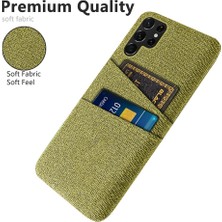 Cool-M For Samsung Galaxy S23 Ultra Kumaş Doku Çift Kart Yuvaları Telefon Kılıf Anti-Çizik Sabit Pc Koruyucu Kapak (Yurt Dışından)