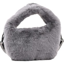 Yumuşak Kabarık Faux Kürk Çanta Peluş Tote Günlük Fermuar Kare Seyahat Sokak Crossbody Çanta (Yurt Dışından)