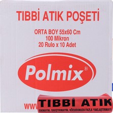 Polmix Tıbbi Atık Orta Boy Çöp Torbası 55X60 1 Koli 20 Adet