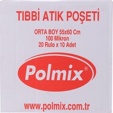 Polmix Tıbbi Atık Orta Boy Çöp Torbası 55X60 1 Koli 20 Adet