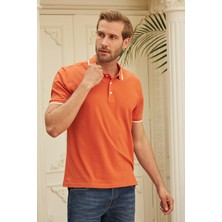 Odelon Erkek Slim Fit Düz Polo Yaka T-Shirt Turuncu