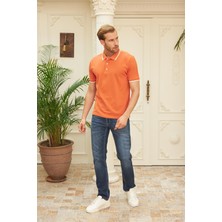 Odelon Erkek Slim Fit Düz Polo Yaka T-Shirt Turuncu