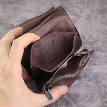 Xstone SG634 Cowhide Deri Cüzdan Çoklu Kart Tutucu Para Cep Çantası Fermuar Para Cep Vintage Depolama Çantası (Yurt Dışından)