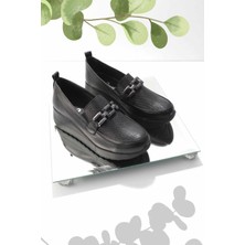 Bambi Siyah Leather Kadın Dolgu Topuklu Ayakkabı K01586371403