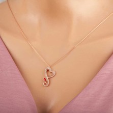 Gumush Gümüş Rose Kalpli Kelebek Kadın Kolye