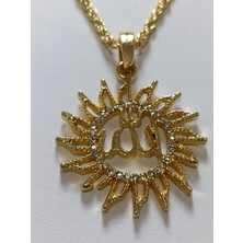 Netice Öylek Zirkon Taşlı Güneşli Allah Yazılı Kolye