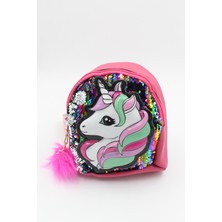 Chantaky Unicorn Pembe Payet Çocuk Sırt Çantası Küçük Boy Günlük Kullanıma Uygun Şık Tasarım