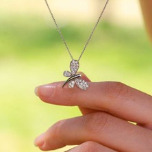 Engingold Pırlantalı Beyaz Kelebek Altın Kolye