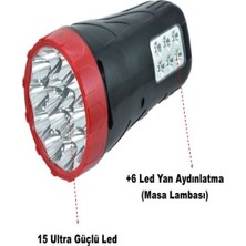 Erpilsan Silver Toss Ultra Güçlü 15 Led ve 6 Led Yan Aydınlatma Şarjlı El Feneri ST-6665