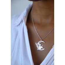 Nida Jewelry 925 Ayar Gümüş Hilal Peri Kolye