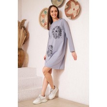 Darlin Moda Açık Gri Düğme Detaylı Tunik DM603460