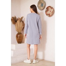 Darlin Moda Açık Gri Düğme Detaylı Tunik DM603460