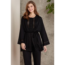 Pierre Cardin Dantelli Penye 3'lü Kadın Pijama Takımı - 2800