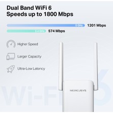 Mercusys ME70X, AX1800 Mbps, 1 Gigabit Bağlantı Noktası ve 2 Harici Anten, Dahili Access Point Modu, Tek Tuşla Kolay Kurulum, Mobil Uygulama Desteği, Dual-Band Wi-Fi 6 Menzil Genişletici