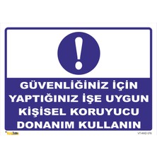 Vizyon Trafik Güvenliğiniz Için Yaptığınız İşe Uygun Kişisel Koruyucu Donanım Kullanın Levhası