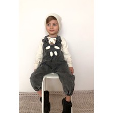Pollito Unisex Çocuk Askısı Bağlamalı Teddy Oyuncaklı 2'li Mavi Kot Salopet