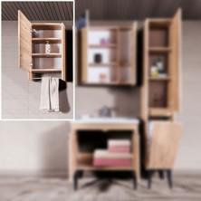 Trio Modül Havluluk Dolabı Kombin - Meşe - Meşe