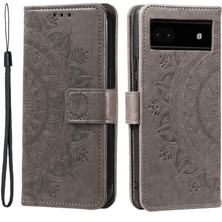 Xshop Google Pixel 7A Için Basılı Mandala Çiçek Telefon Kılıfı Pu Deri Cüzdan Stand Manyetik Toka Kapağı Kayışlı (Yurt Dışından)