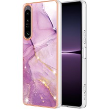 Xshop Sony Xperia 1 Iv 5g Yb Imd Serisi-2 Çizelge Karşıtı Mermer Desen Imd Tpu Kasa Elektrolatma Çerçeve Telefon Kapak (Yurt Dışından)