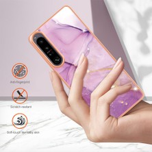 Xshop Sony Xperia 1 Iv 5g Yb Imd Serisi-2 Çizelge Karşıtı Mermer Desen Imd Tpu Kasa Elektrolatma Çerçeve Telefon Kapak (Yurt Dışından)