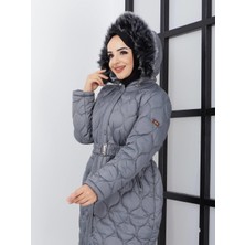 Glr & Gym Alina Kadın Kapitone Kapşonlu Uzun Mont