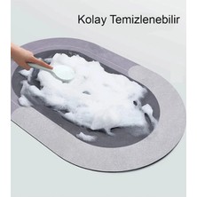 Ankanorm Banyo Paspası Süper Su Emici Kaymaz Tabanlı Paspas Banyo Paspası Oval Diatomit Paspas Süper Emici Paspas Oval (60X39CM)