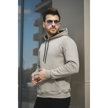 Oksit Janvier Üç Iplik Şardonlu Fitted Kapüşonlu Basic Erkek Sweatshirt