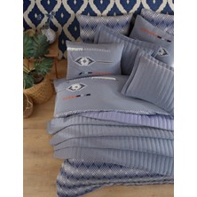 Cozyy Life Çift Kişilik Yatak Örtüsü - Yastık Kılıflı -  Nakışlı - Denim