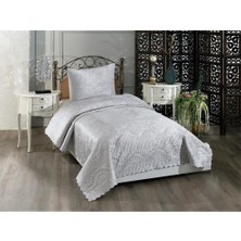 Çeyiz Diyarı Velica Tek Kişilik Kadife Yatak Örtüsü Gri