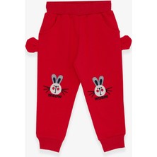 Breeze Kız Çocuk Eşofman Altı Tavşancık Nakışlı 1-4 Yaş, Narçiçeği