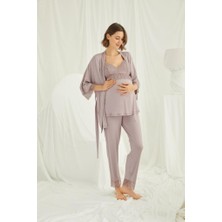 Monamise 18431 Vizon Hamile Lohusa 3 Lü Pijama Sabahlık Tk