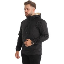 Good Fashion Dar Kesim Içi Kürklü Kanguru Cep Erkek Yağmurluk Mont