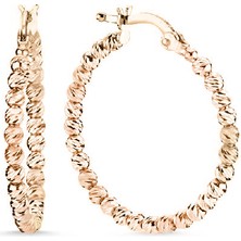 Engingold 14K Rose Altın Tek Sıra Dorika Halka Küpe
