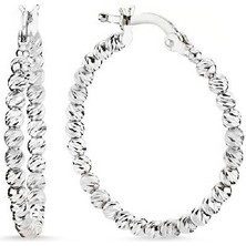 Engingold 14K Beyaz Altın Tek Sıra Dorika Halka Küpe