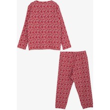 Macawı Kız Çocuk Pijama Takımı Karışık Desenli 3-7 Yaş, Pembe